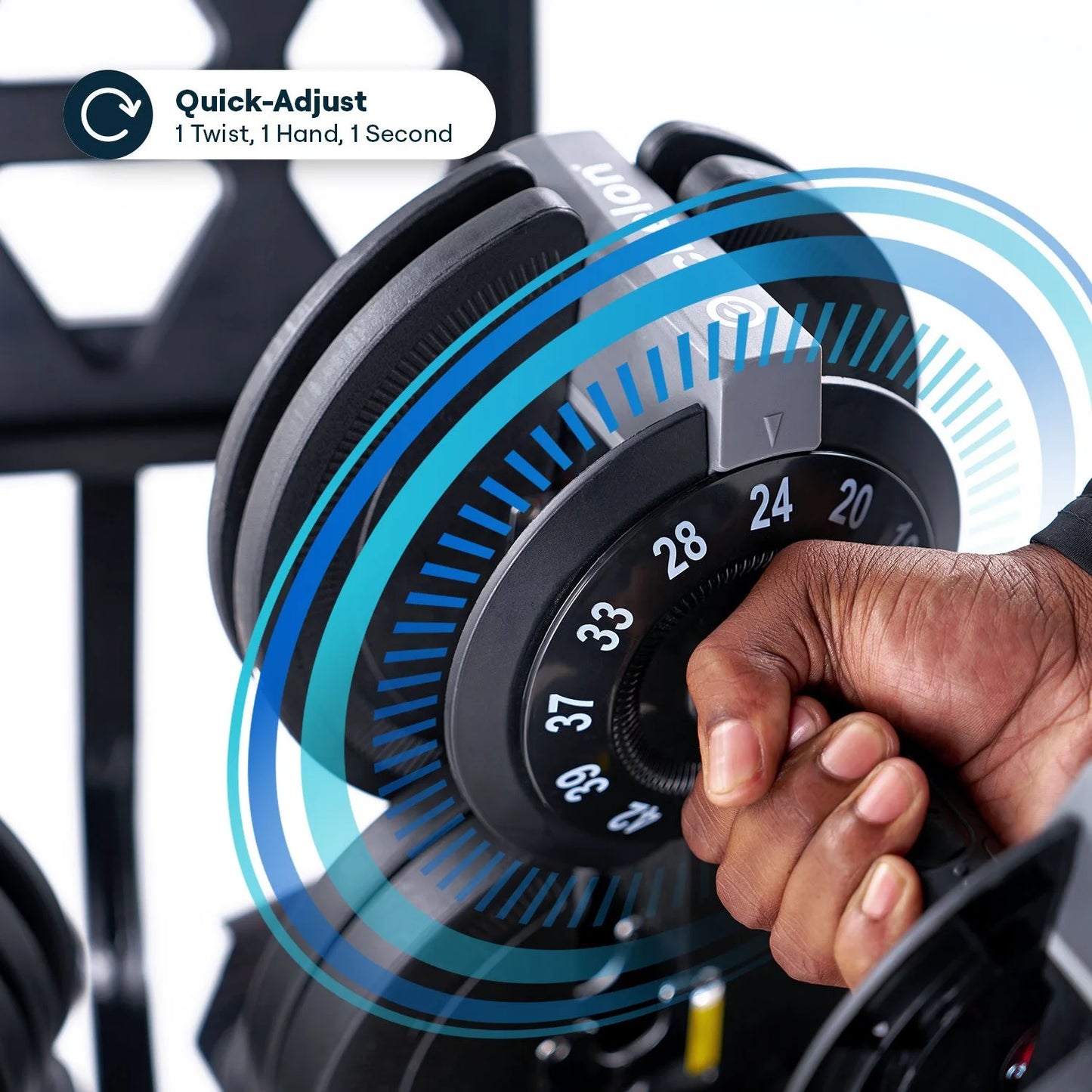Echelon Adjustable Dumbbells 752 7–52.5 LB with Rack & Stand Metal Grips Tablet Holder - Bellso