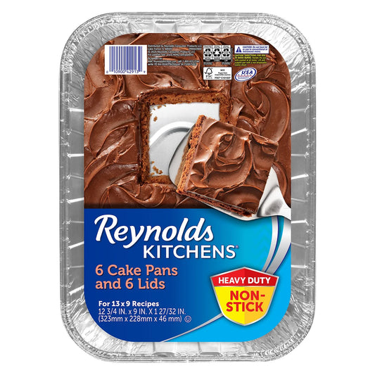 Reynolds Kitchens 13" x 9" Aluminum Cake Pans with Lids, 6 ct. - Bellso