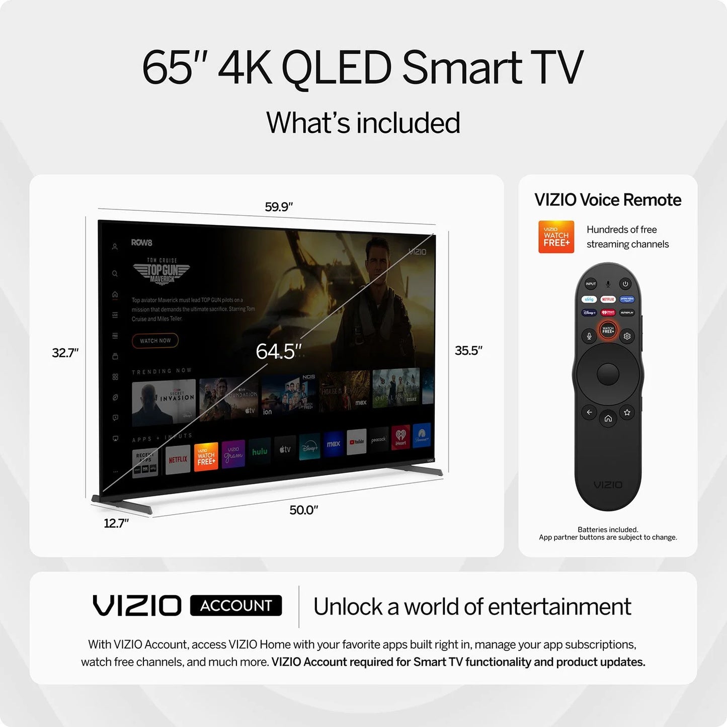 VIZIO 65" Class Quantum Pro Series QLED Smart TV (NO BOX) - Bellso