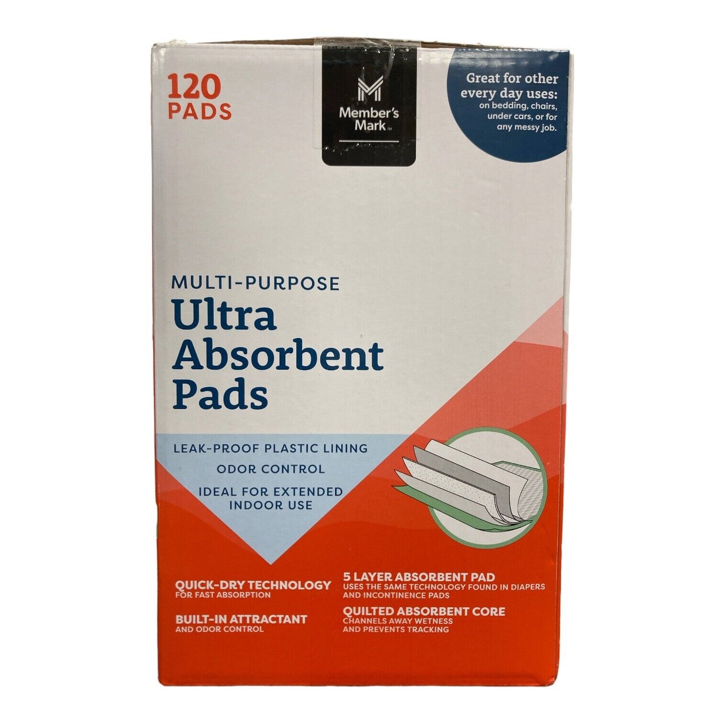 Member's Mark Multipurpose Odor Control Ultra Absorbent Pads, 120 Pads - Bellso