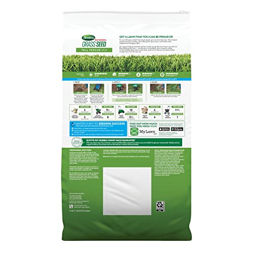 Scotts Turf Builder Grass Seed Tall Fescue Mix with Fertilizer and Soil Improver, Resists Harsh Conditions, 12 Lbs. - Bellso