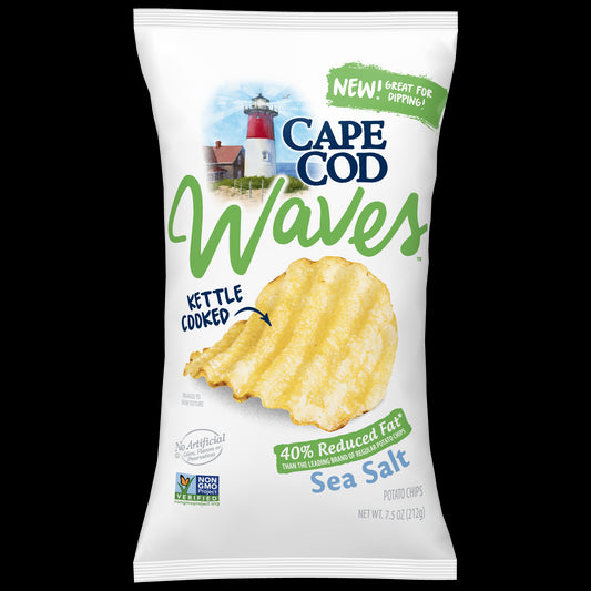 Cape Cod Potato Chips Wavy Cut Less Fat Sea Salt Kettle Chips - 7.5oz - Bellso