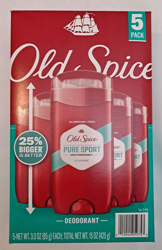 Old Spice High Endurance Deodorant 48-Hr. Pure Sport 3 Oz (5 Pack) - Bellso
