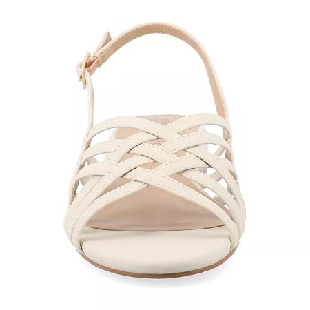 Journee Collection Women's Cassandra Woven Slingback Flat Sandals - Bone Size 9-1/2 M - Bellso