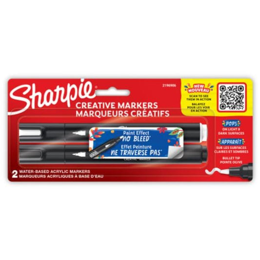 Sharpie Creative Markers, Water-Based Acrylic Markers, Bullet Tip, Assorted Colors, 2 Count - Bellso