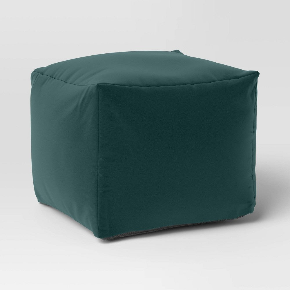 18"x15" Outdoor Patio Pouf Fern Shower Green - Room Essentials™: UV-Resistant, Water-Resistant Square Ottoman - Bellso