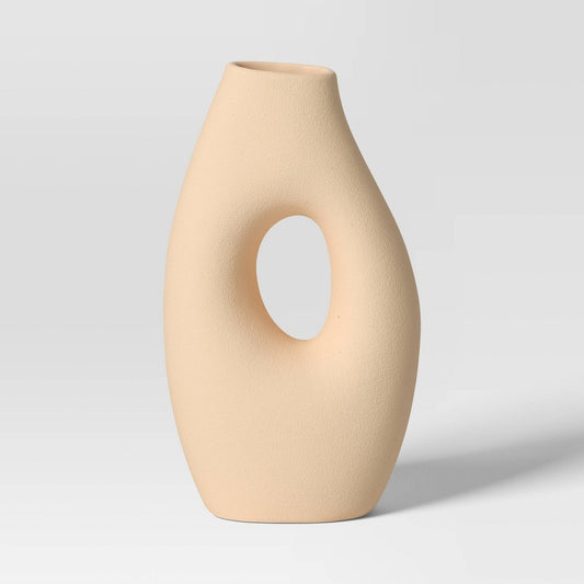 Ceramic Organic Modern Ring Vase - Threshold: Hand Wash, Tabletop Decor, Watertight Novelty Vase - Bellso