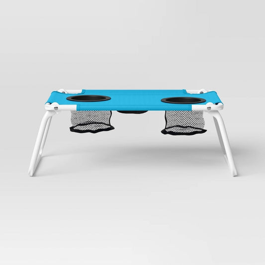 Polyester Canvas Rectangle Sling Top Folding Ultra Compact Outdoor Portable Side Table Blue - Sun Squad™ - Bellso