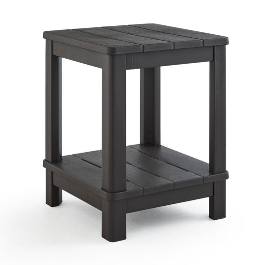 Deluxe 20 in. Resin Brown Square Patio Side Table with Storage - Bellso