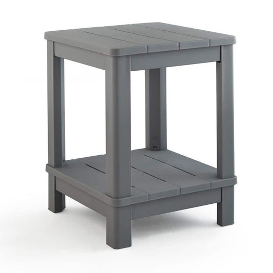 Deluxe 20 in. Resin Gray Square Patio Side Table with Storage - Bellso
