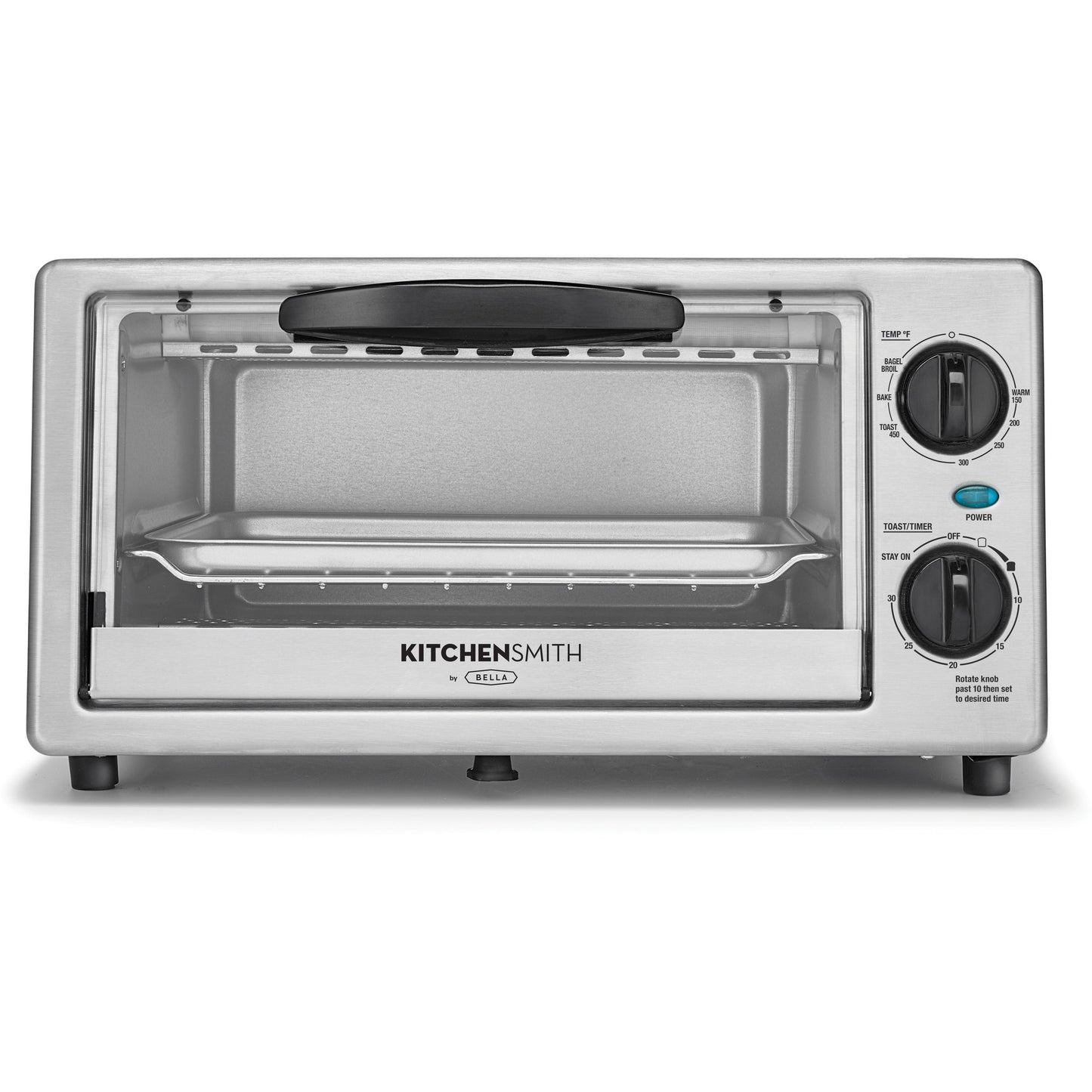 KitchenSmith by Bella Toaster Oven - Stainless Steel: Countertop Small Toaster, 4-Slice, Adjustable Browning, Auto Shut-Off - Bellso