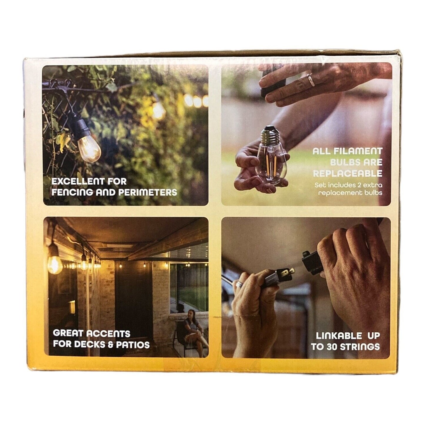 EcoScapes Outdoor LED Cafe Lights (24 Bulbs 48 Feet) - Bellso