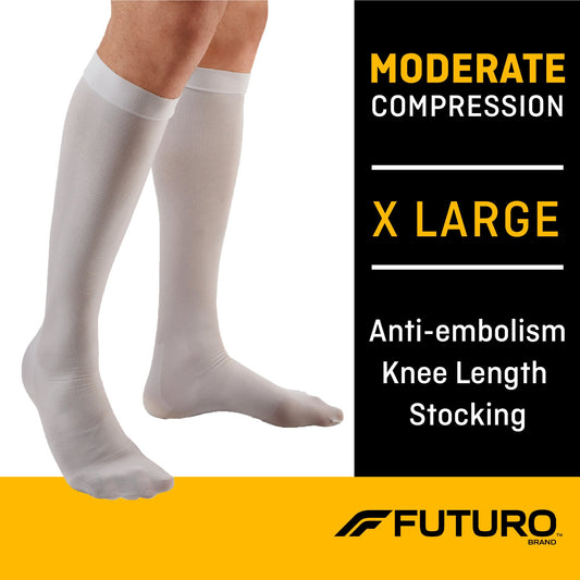 Futuro Anti-Embolism Knee Length Closed Toe Stockings White Moderate Extra Large Each by 3M - Bellso