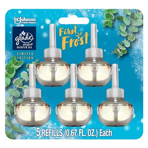 Glade PlugIns Refills Air Freshener, Scented and Essential Oils for Home and Bathroom, First Frost, Limited Edition Scent, 3.35 Fl Oz, 5 Count - Bellso