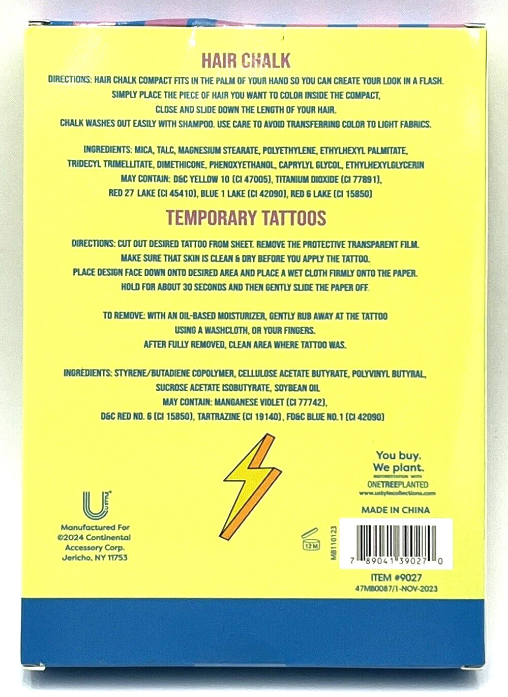 U Style Hair Chalk & Tattoo Set-25 Temporary Tattoos & 3 Hair Chalks-Ages 8+ - Bellso