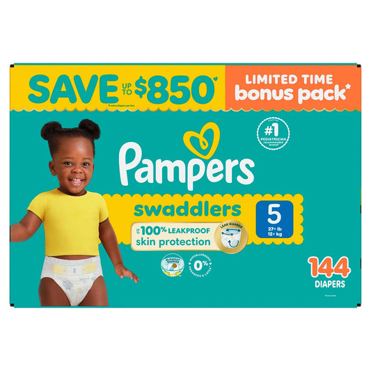 Pampers Swaddlers Diapers, Sizes 5 27+lbs - Bellso