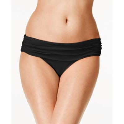 Ralph Lauren Women's Wide Shirred Banded Hipster Bottom, Black, 8 - Bellso