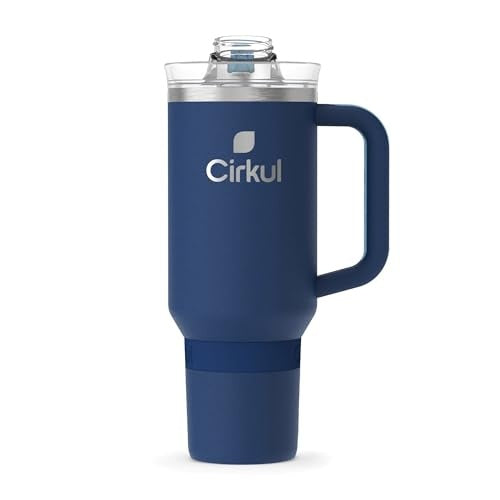 Cirkul 40oz. Midnight Blue Stainless Steel Tumbler with Handle All-Day StrawSip Double-Wall Insulated