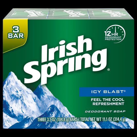 Irish Spring Icy Blast, Refreshing Bar Soap, 3.7 Ounce, 3 Bar Pack - Bellso
