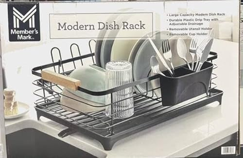 Member's Mark Modern Dish Rack with Utensil Caddy and Glassware Holder - Bellso