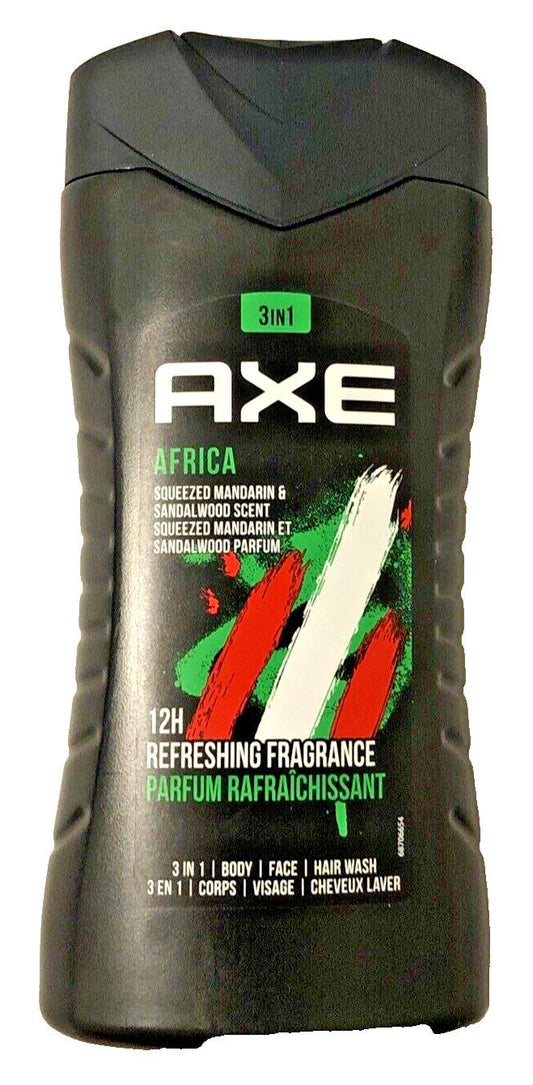 Axe Africa Sandalwood Mandarin Scent 3 in 1 Body Face Hair Wash 8.4 Oz - Bellso