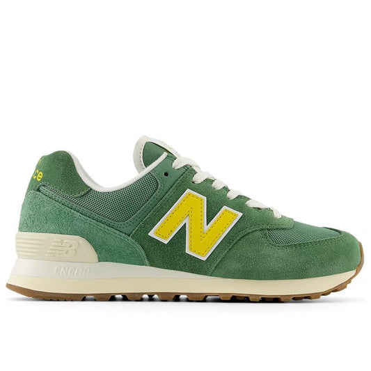 Womens New Balance 574 Athletic Shoe - Mallard Green / Ginger Lemon / Sea Salt Size M6 W7.5 - Bellso