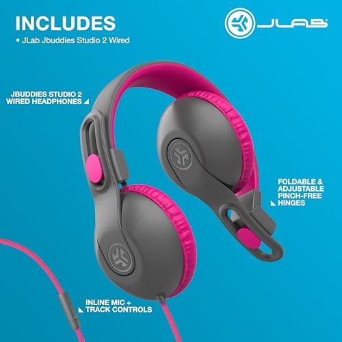 JBuddies Studio 2 Wired Kids Headphones - Pink - Bellso