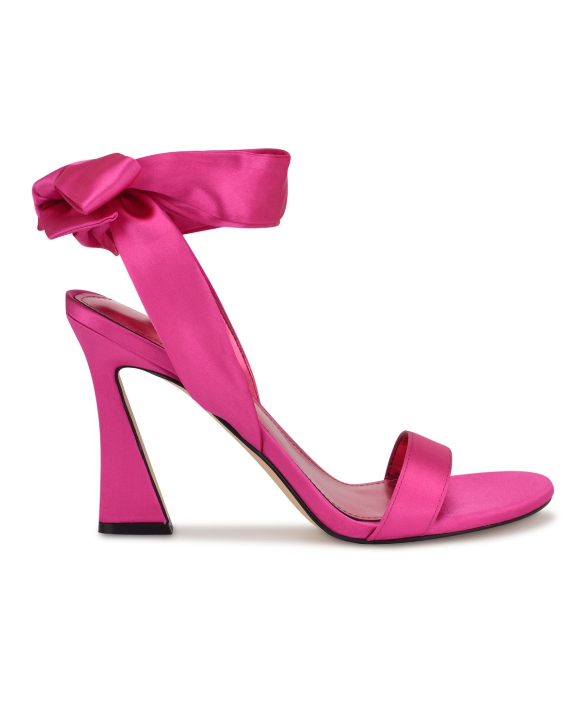 Nine West Women's Kelsie Ankle Wrap Sculpted Heel Sandals - Pink Satin Size 6.5 - Bellso