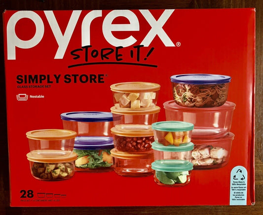 New Pyrex Simply Store Glass Food Storage Containers with Lids, 28-Piece Set - Bellso