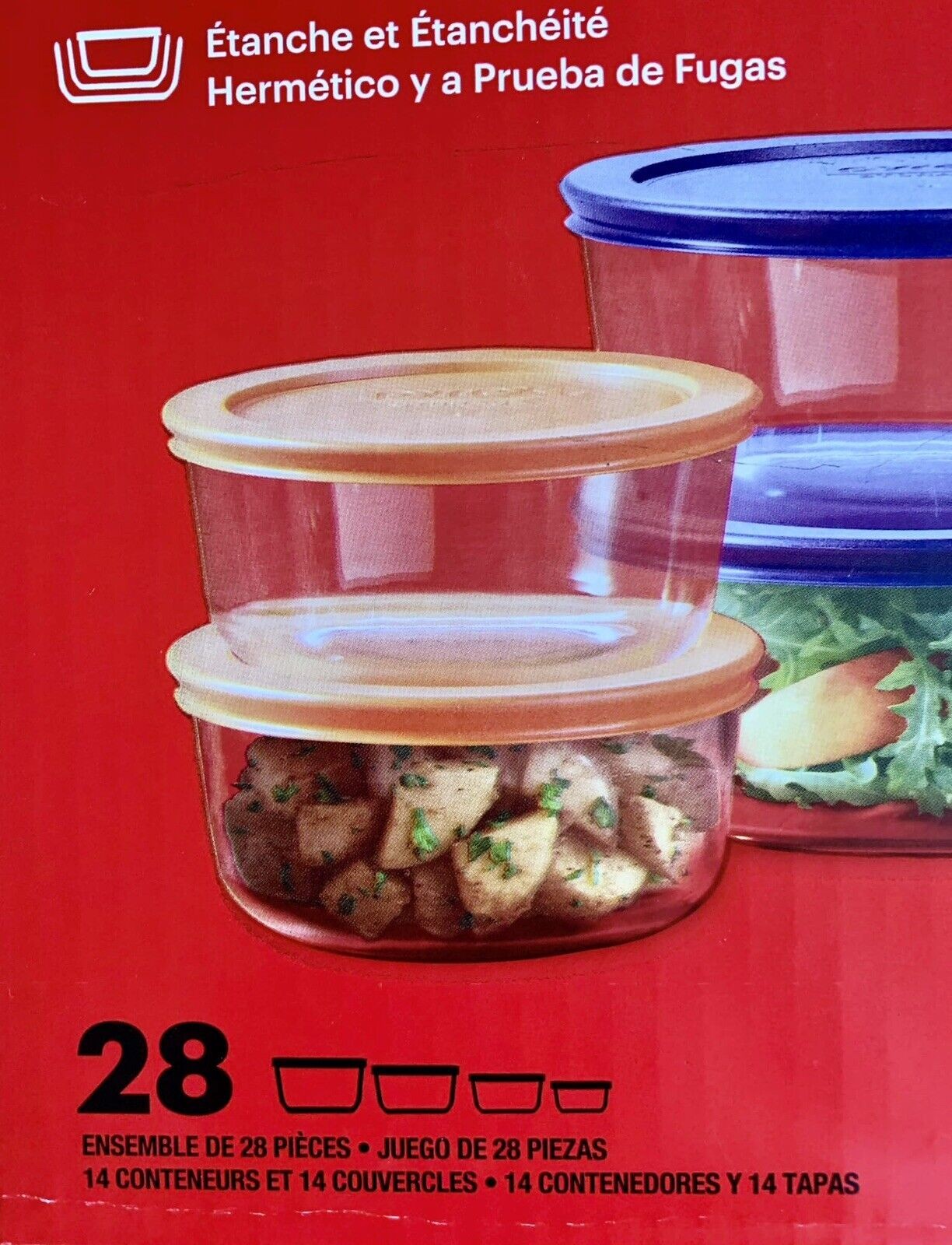 New Pyrex Simply Store Glass Food Storage Containers with Lids, 28-Piece Set - Bellso