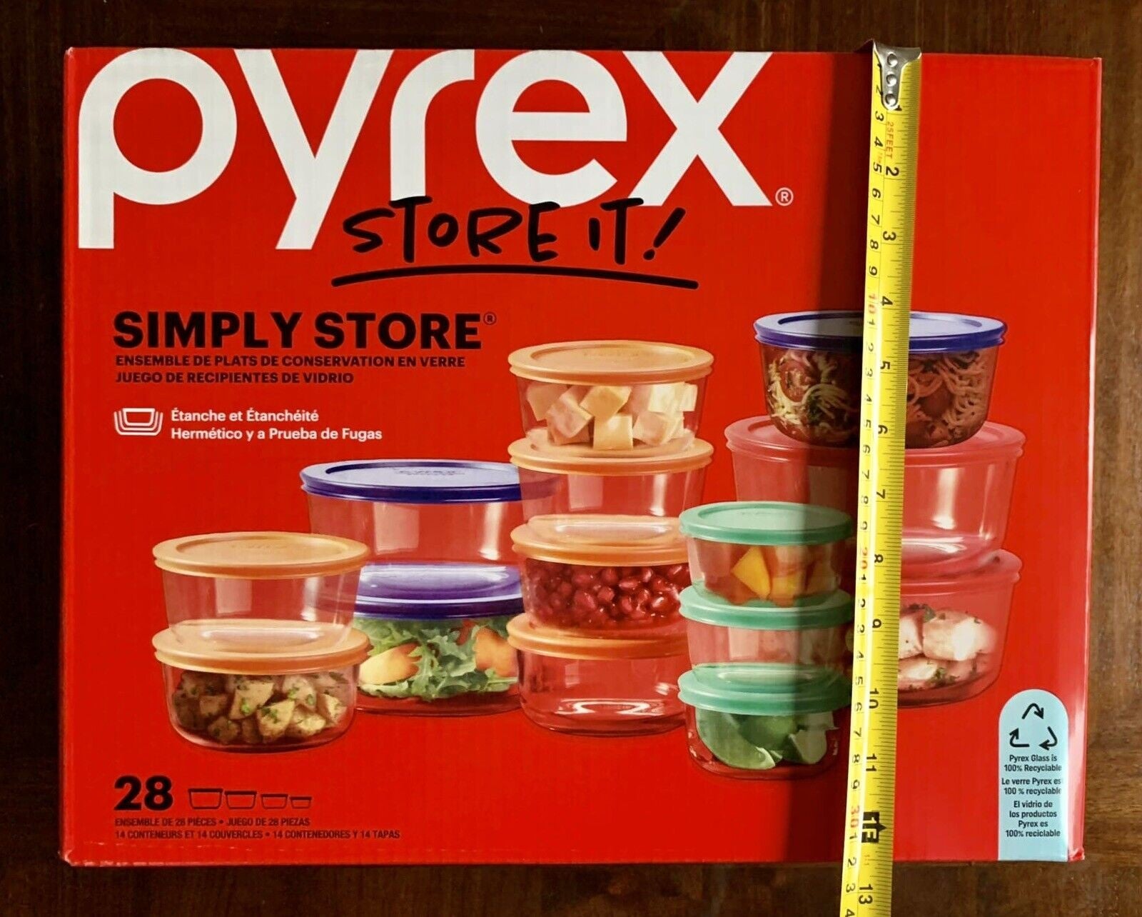 New Pyrex Simply Store Glass Food Storage Containers with Lids, 28-Piece Set - Bellso