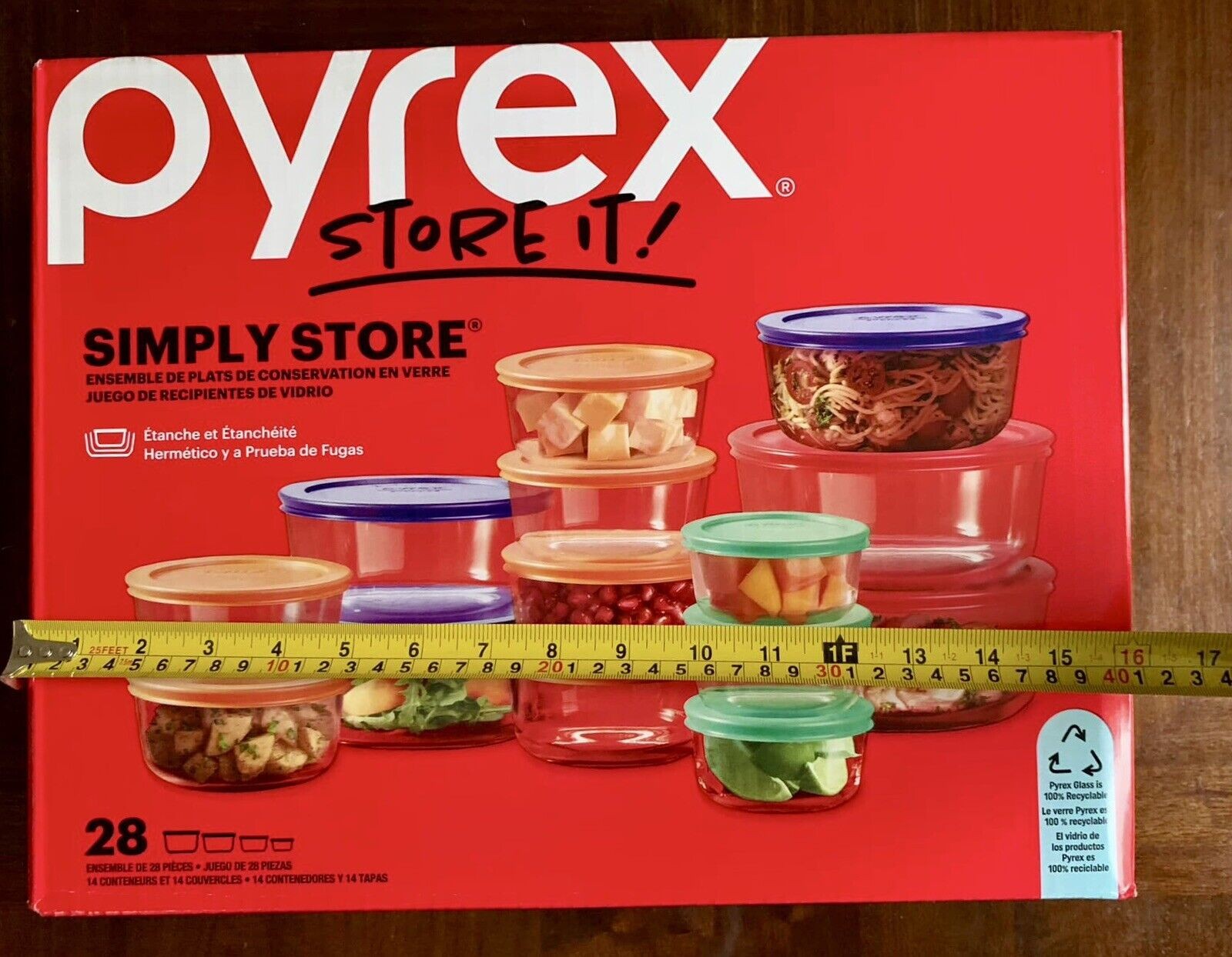 New Pyrex Simply Store Glass Food Storage Containers with Lids, 28-Piece Set - Bellso