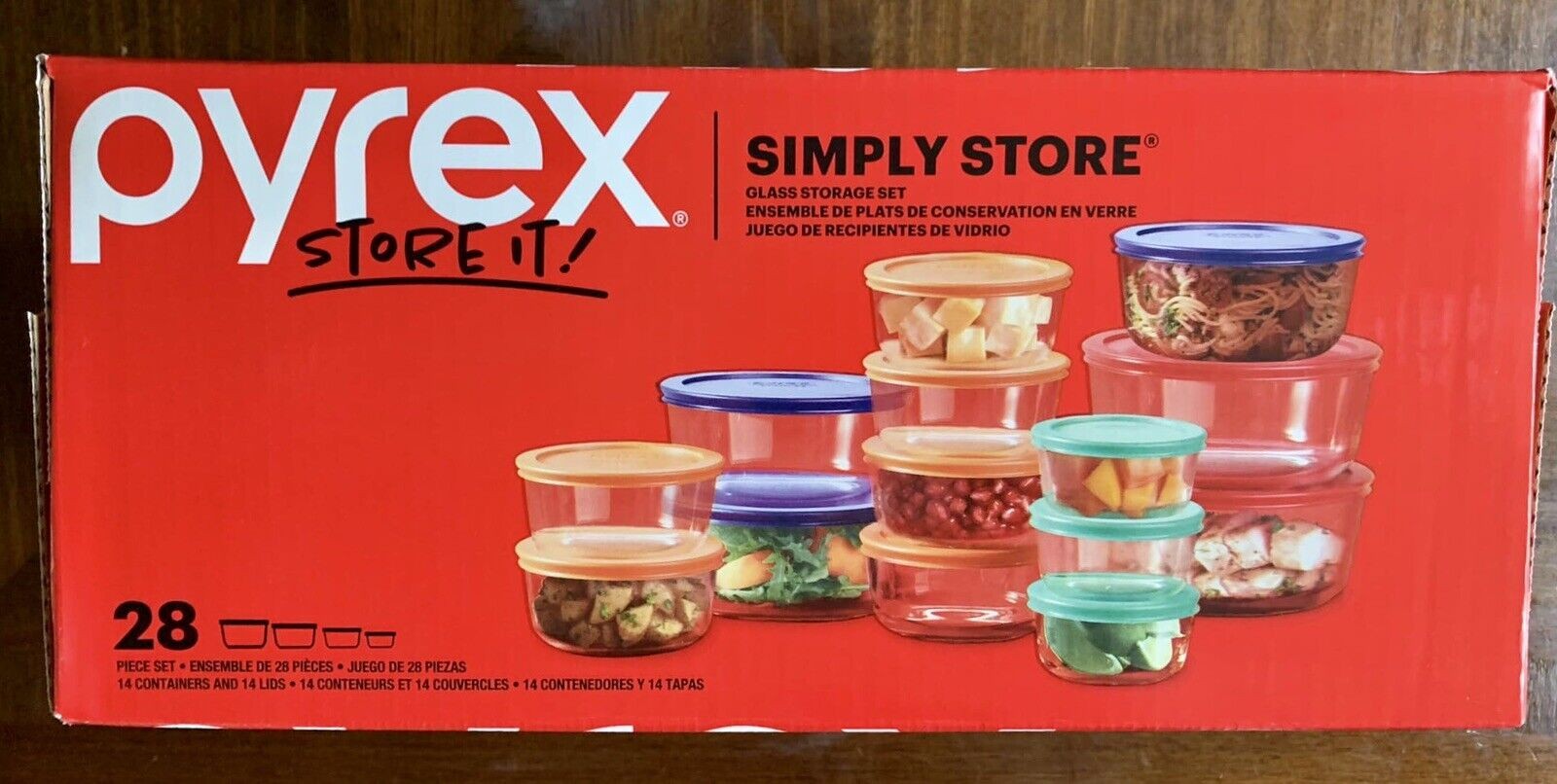New Pyrex Simply Store Glass Food Storage Containers with Lids, 28-Piece Set - Bellso