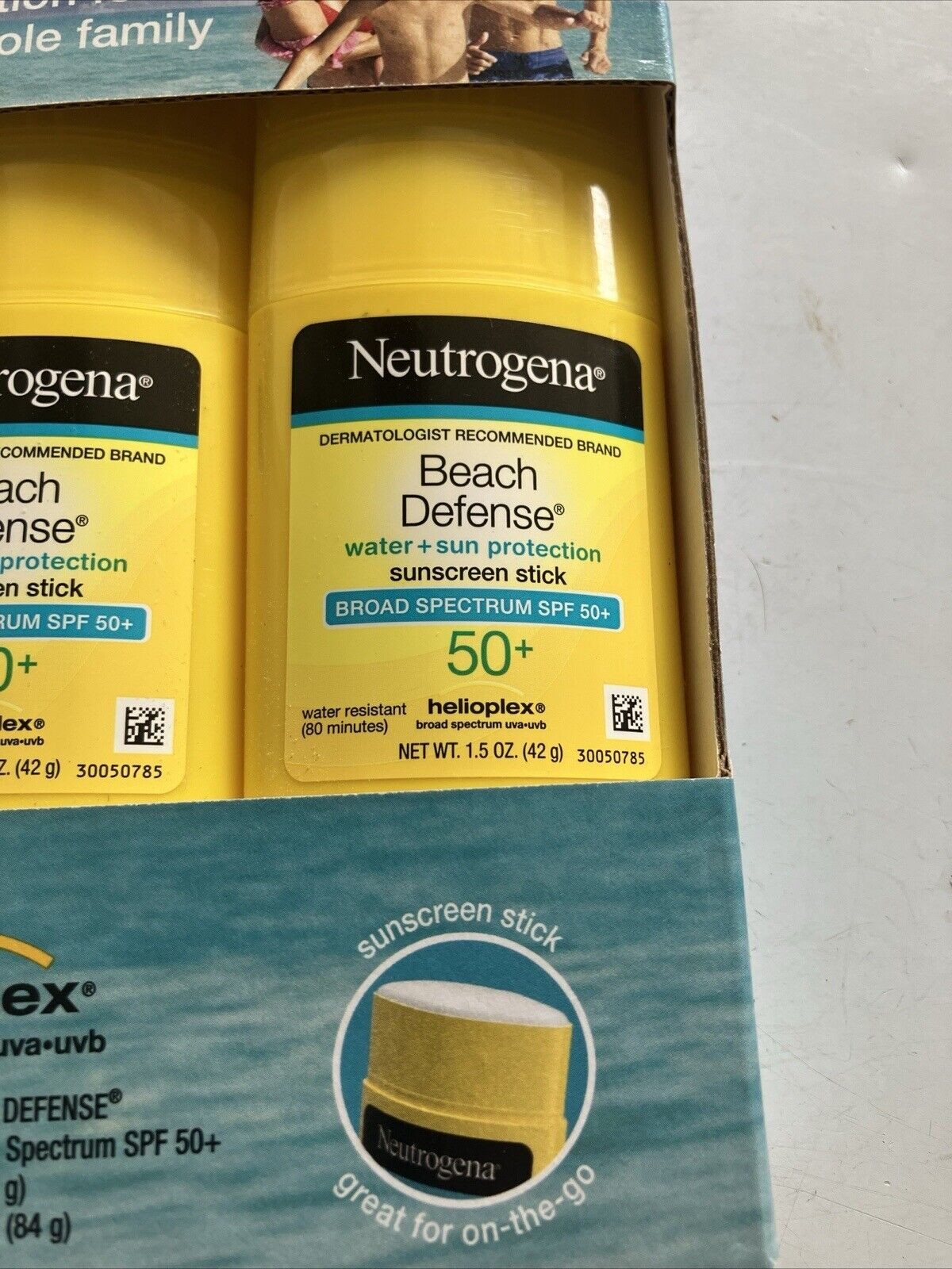 Neutrogena Beach Defense Sunscreen Stick 1.5 Oz. SPF50 LOT of 2 EXP:06/27 - Bellso
