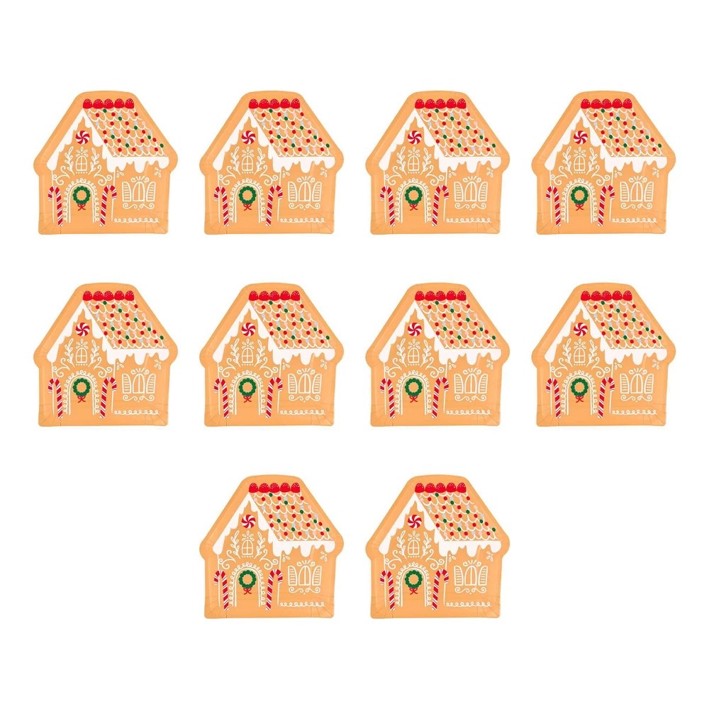 10ct Christmas Gingerbread Shaped Dinner Plates - Spritz™ - Bellso