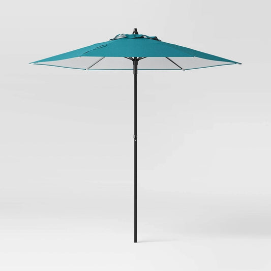 7.5' Round Outdoor Patio Market Umbrella Fern Shower - Room Essentials™: Push-up, Steel Frame, No Tilt - Bellso