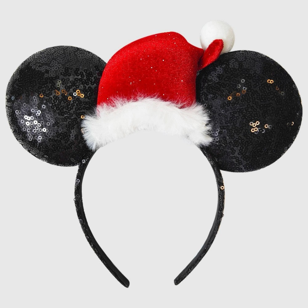 Girls' Disney Black Sequin Santa Minnie Ear Headband - Bellso