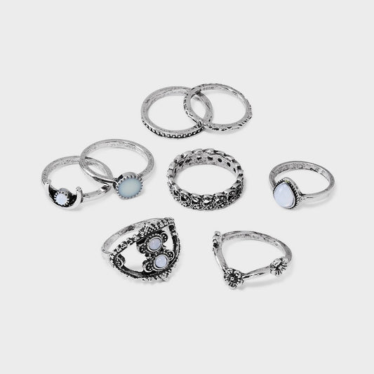 Textured Multi Ring Set 8pc - Wild Fable™ Silver - Bellso