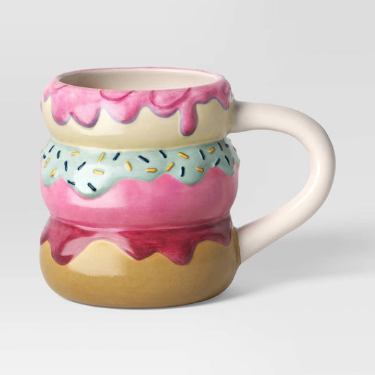 16oz Stoneware Figural Donut Mug Pink - Room Essentials™ - Bellso