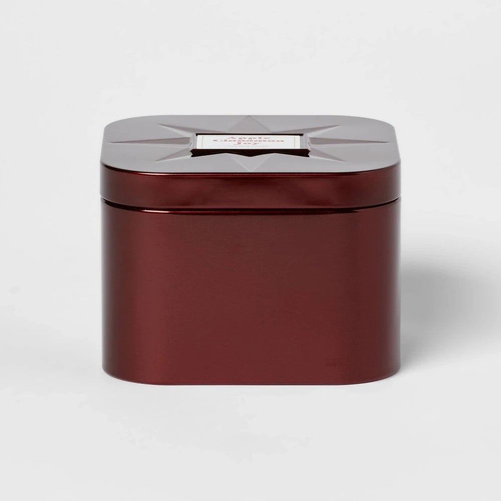 Wick Lidded Metal Tin Candle Apple Cinnamon Joy 12oz Dark Red - Threshold™ - Bellso