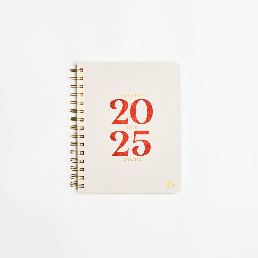 Be Rooted 2025 Weekly/Monthly Planner 8"x6" Manifest Your Dreams: Adult Spiral Calendar, Paper, Off-White, January-December - Bellso