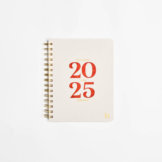 Be Rooted 2025 Weekly/Monthly Planner 8"x6" Manifest Your Dreams: Adult Spiral Calendar, Paper, Off-White, January-December - Bellso