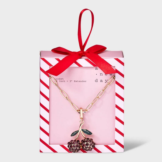 Cherry Locket Charm Necklace - a New Day™ Gold - Bellso
