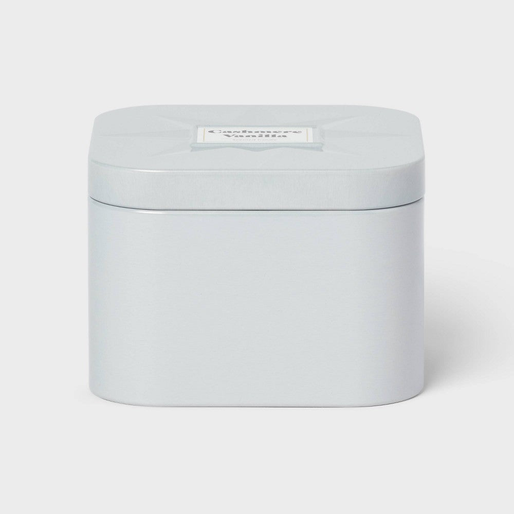 3 Wick Lidded Metal Tin Candle Cashmere Vanilla 12oz Cream - Threshold™ - Bellso