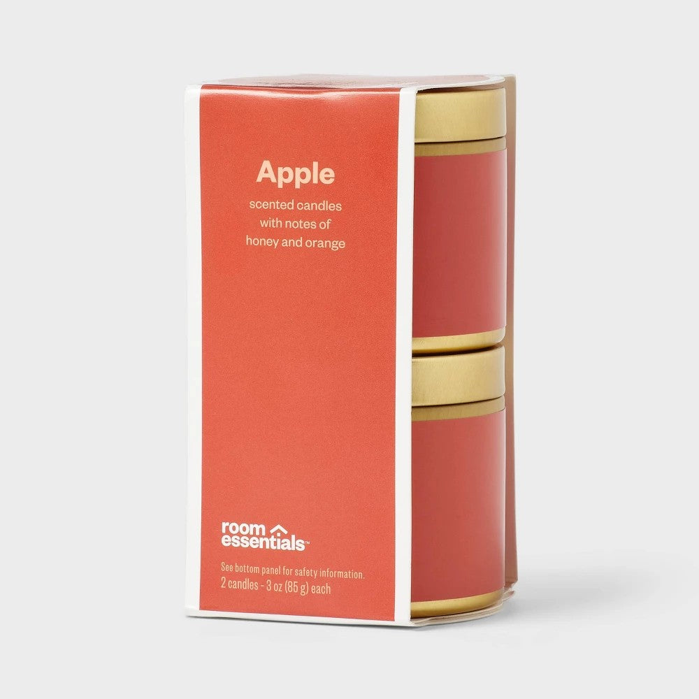 2pk Tin Jar Candle Gift Set Apple 3oz - Room Essentials™