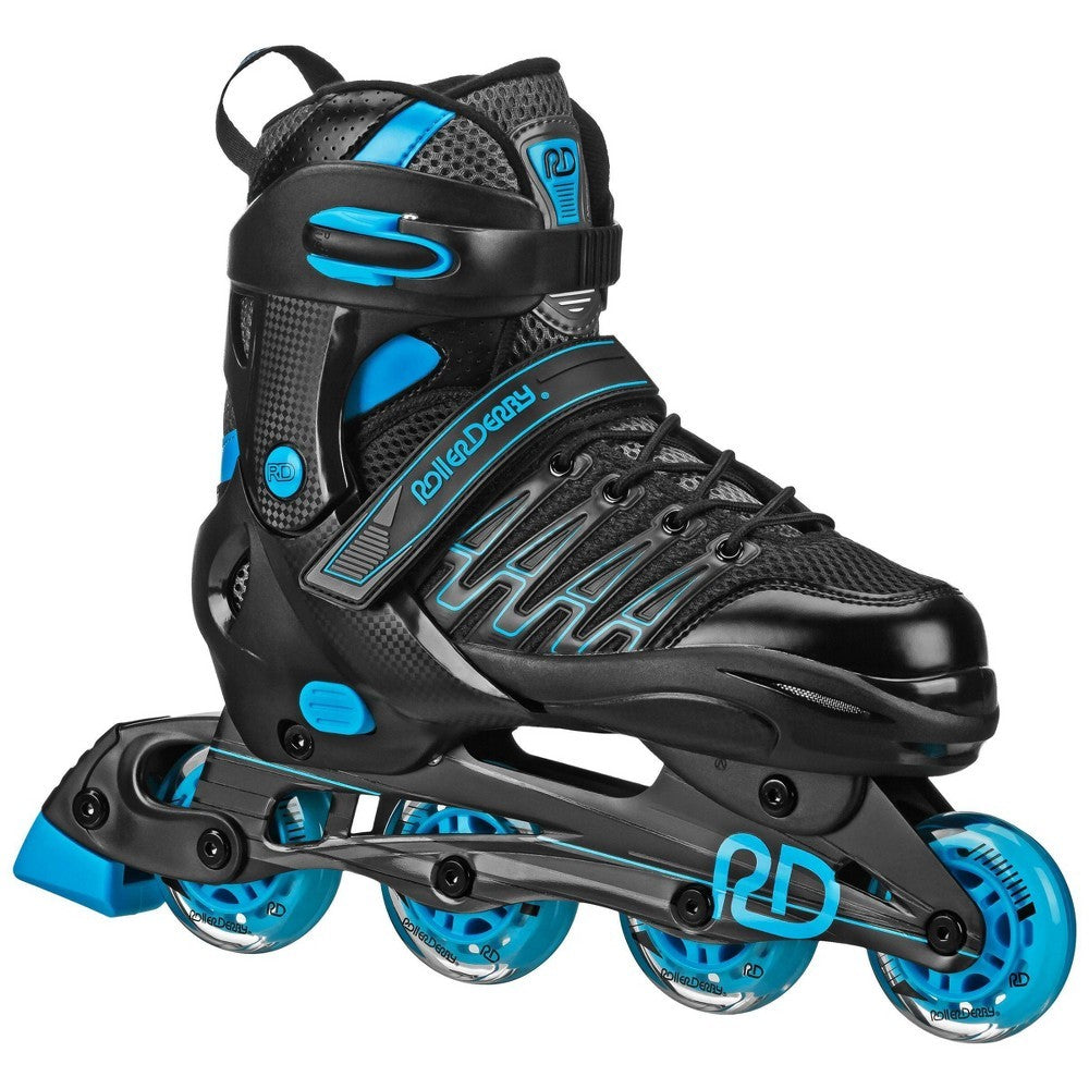 Roller Derby Custom Adult in-Fit Skates - Blue/Black 9-12: Adjustable, Padded Boot Shaft - Bellso