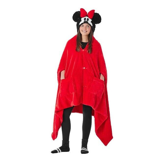 Adult Plush Hooded Blanket: Hello Kitty, Minnie Mouse, Bluey, 43 X 81 Inches - Bellso