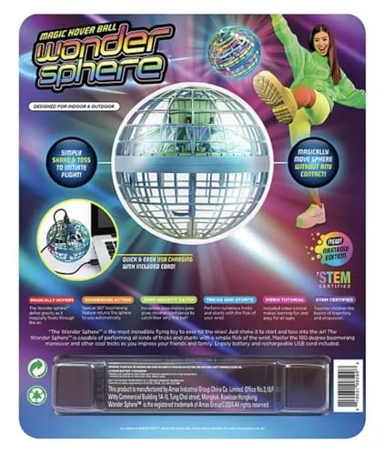 Wonder Sphere Magic Hover Ball Rainbow Edition with LED Lights - Bellso