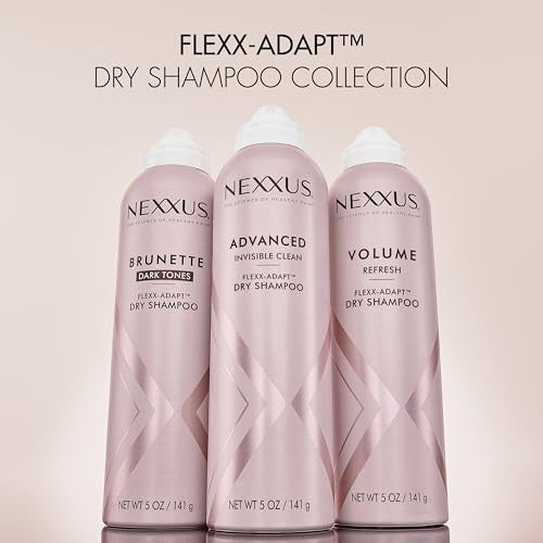 Nexxus Brunette Dry Shampoo for Dark Tones 72 Hour Freshness No Dull Residue with FLEXXADAPT Technology 5 Fl Oz