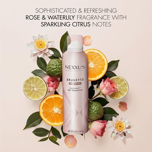 Nexxus Brunette Dry Shampoo for Dark Tones 72 Hour Freshness No Dull Residue with FLEXXADAPT Technology 5 Fl Oz
